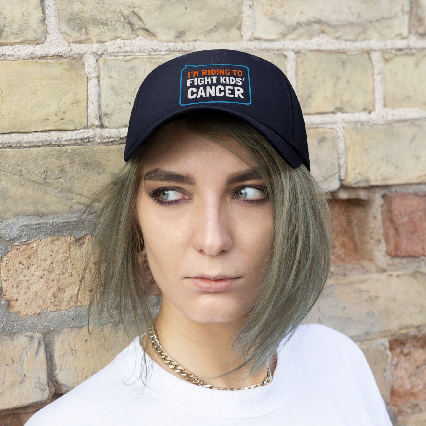 Unisex Twill Hat - I'm Riding to Fight Kids' Cancer!
